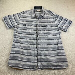 Carbon‎ 2 Cobalt Shirt Mens XL Striped Cotton Blend Short Sleeve Button Up